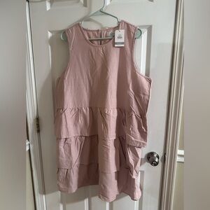 Pink Tiered Ruffled Midi Sundress